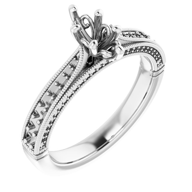Accented Vintage-Inspired Engagement Ring