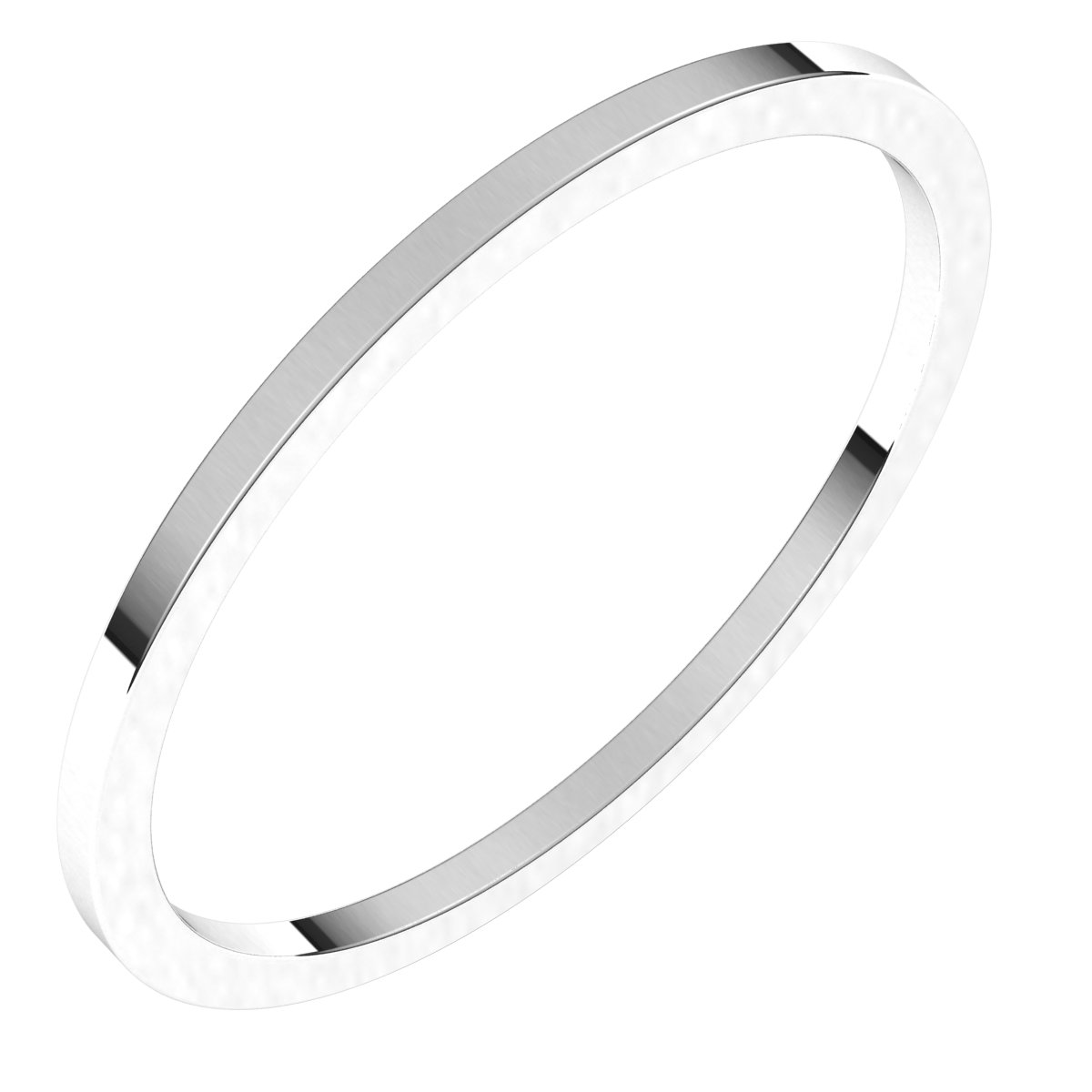 10K White 1 mm Flat Band Size 11<br>(Size 11)