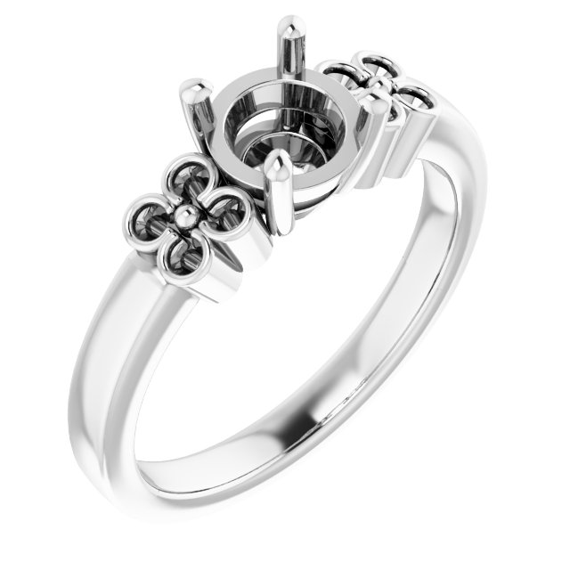 Accented Floral Engagement Ring