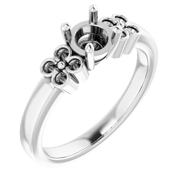 Accented Floral Engagement Ring