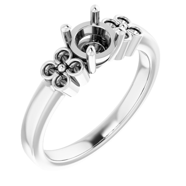 Accented Floral Engagement Ring