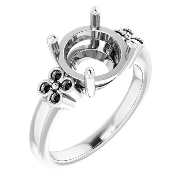 Accented Floral Engagement Ring
