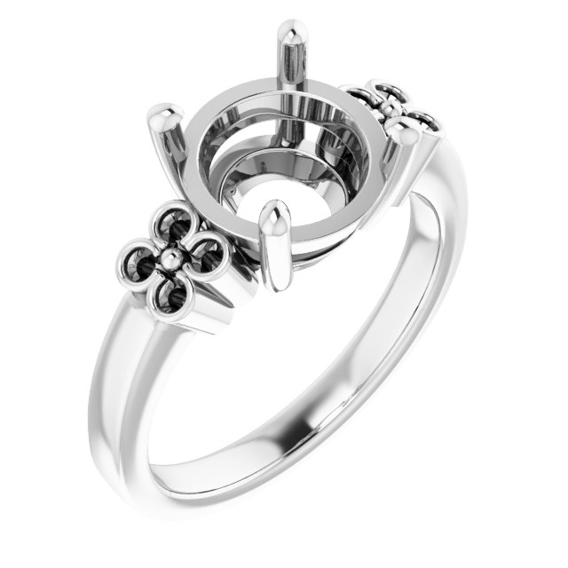 Accented Floral Engagement Ring