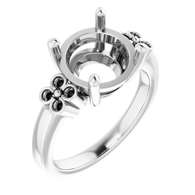 Accented Floral Engagement Ring