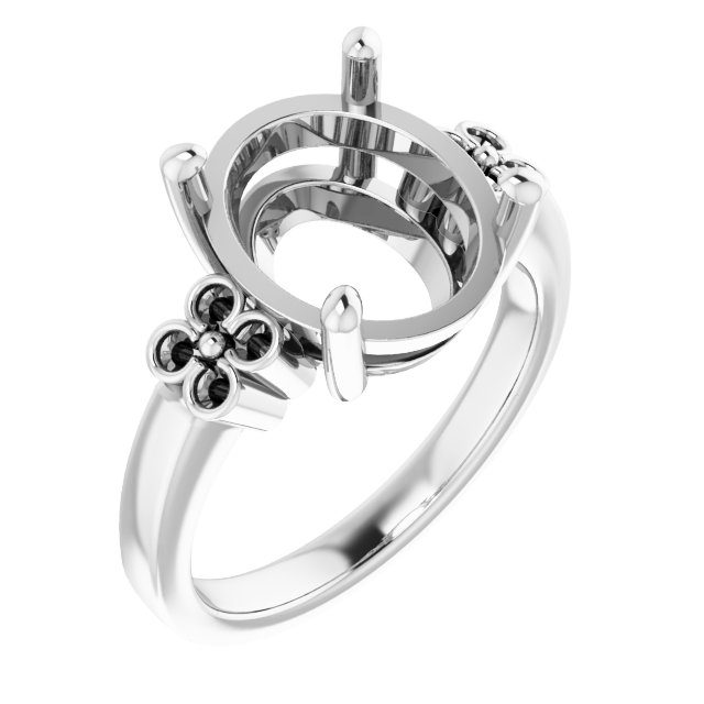 Accented Floral Engagement Ring