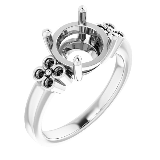Accented Floral Engagement Ring