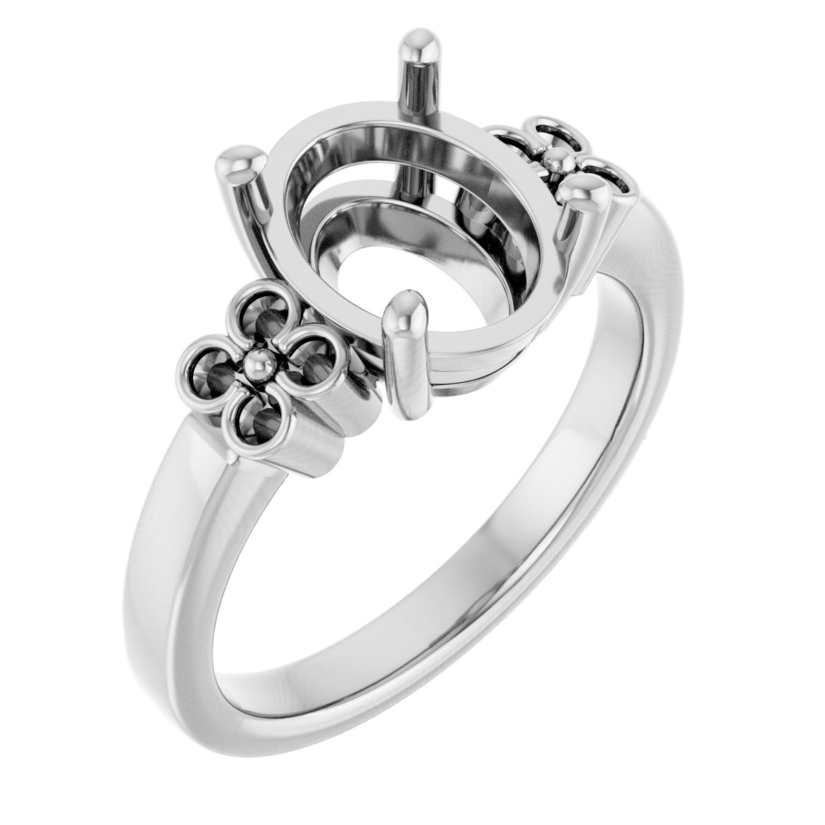 Accented Floral Engagement Ring