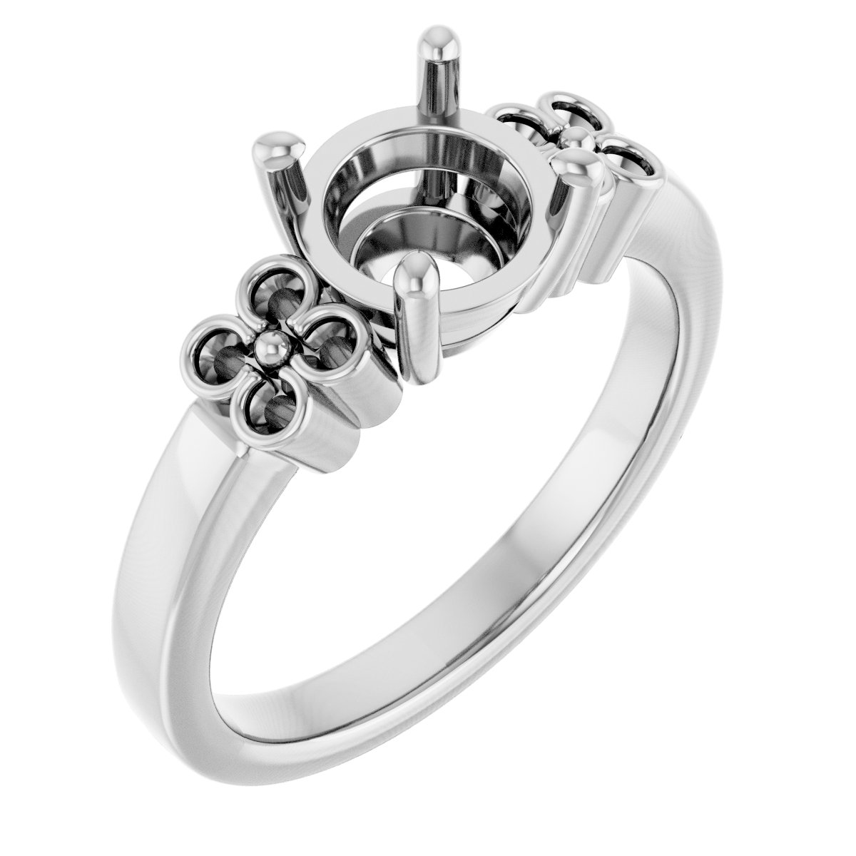 Accented Floral Engagement Ring