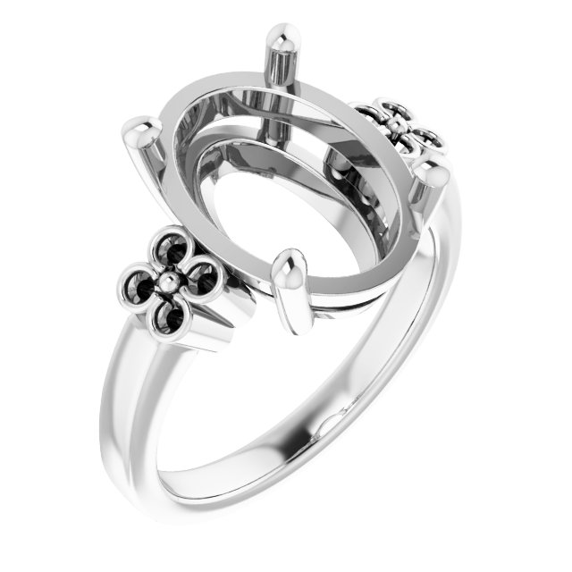 Accented Floral Engagement Ring