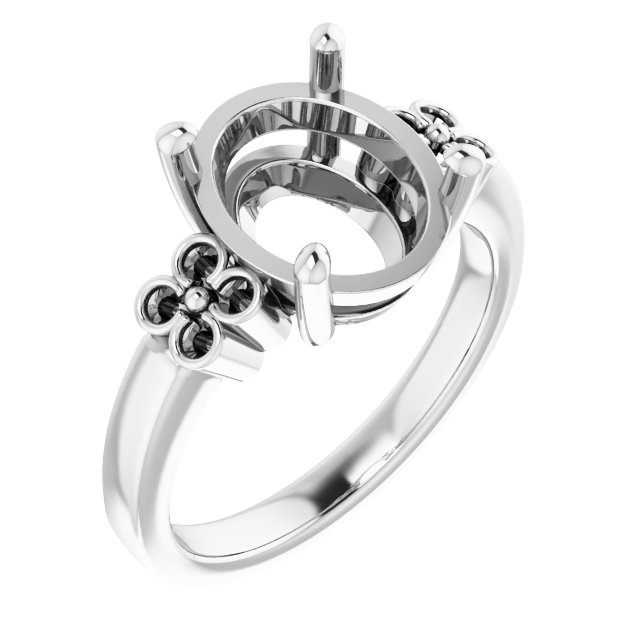 Accented Floral Engagement Ring