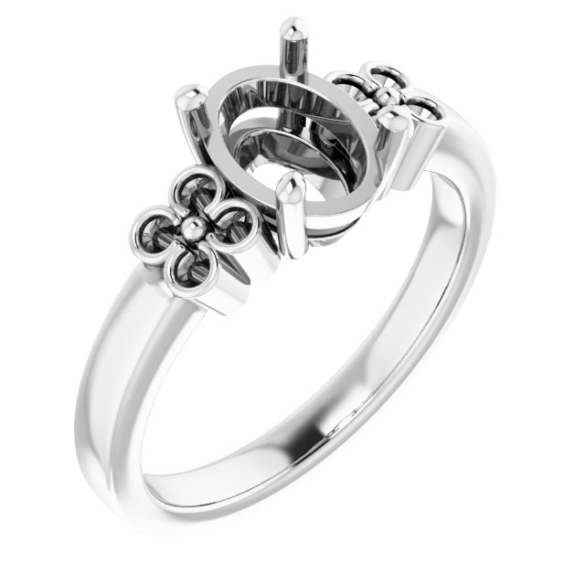 Accented Floral Engagement Ring