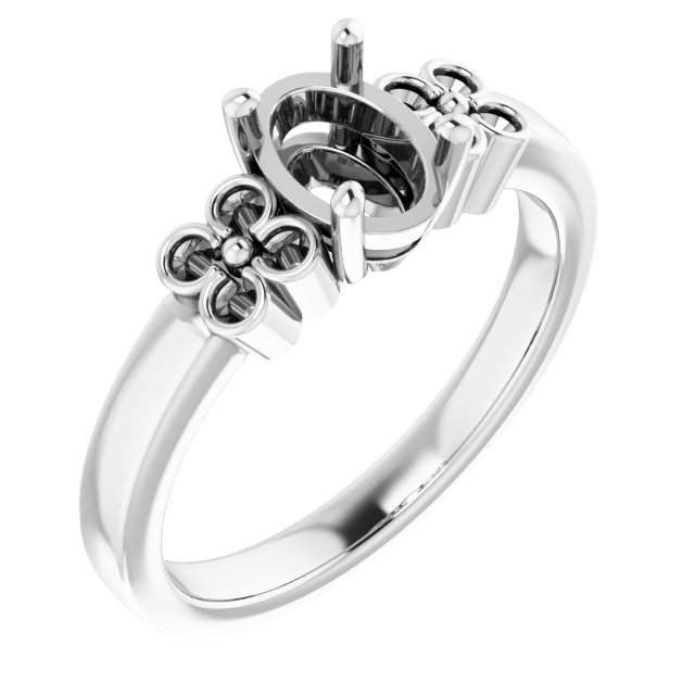 Accented Floral Engagement Ring