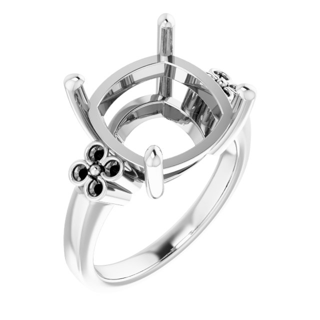 Accented Floral Engagement Ring