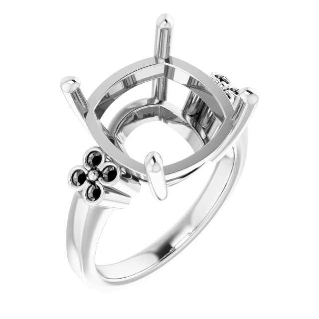 Accented Floral Engagement Ring