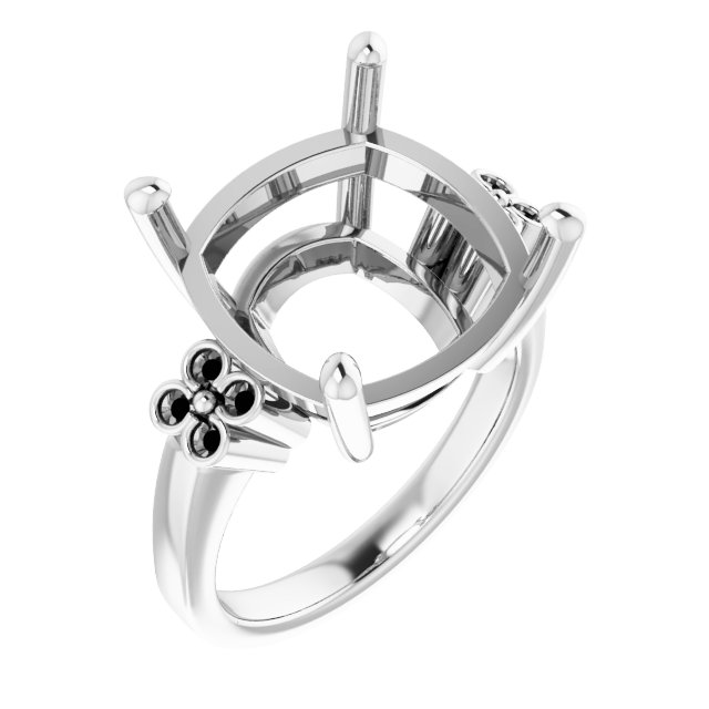 Accented Floral Engagement Ring