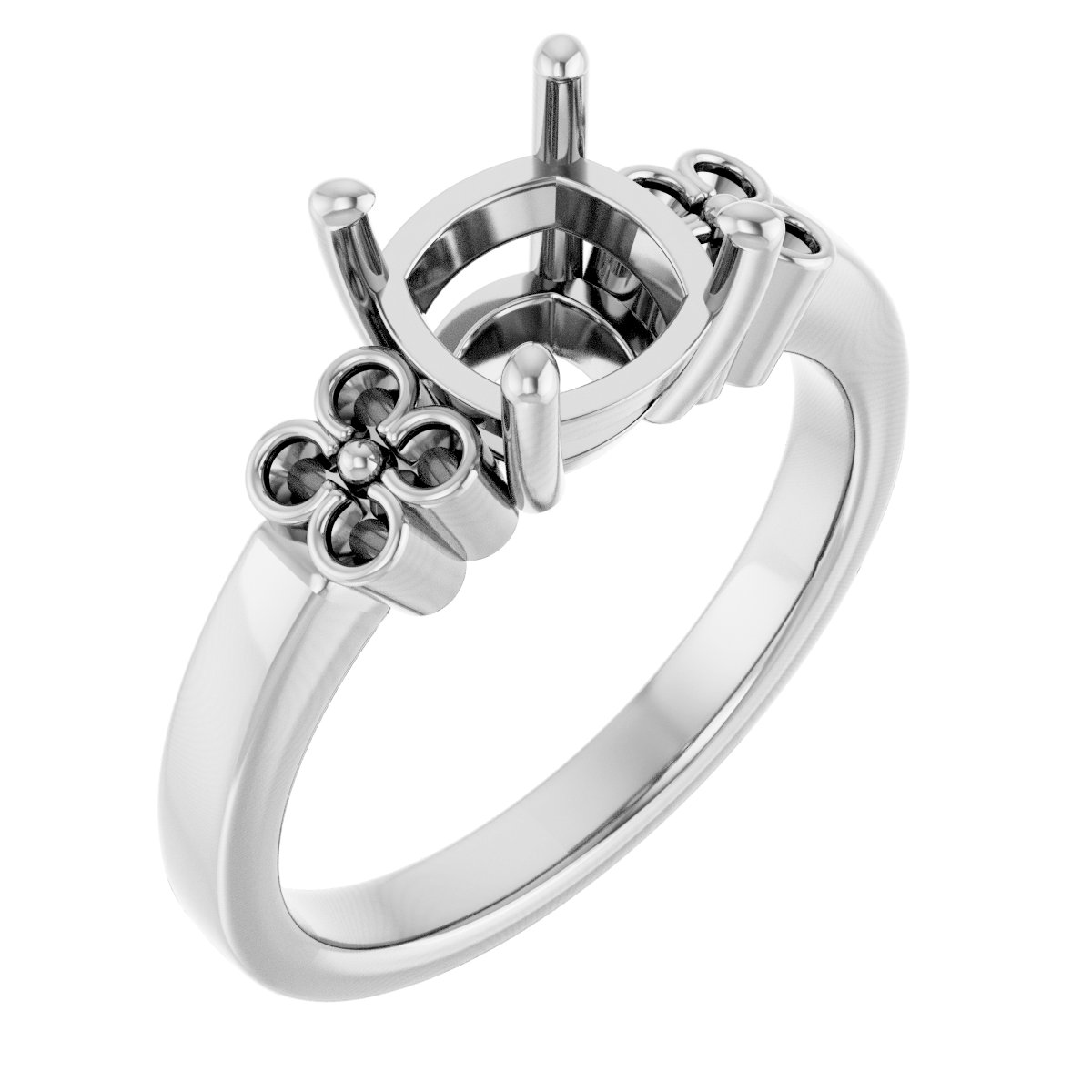Accented Floral Engagement Ring