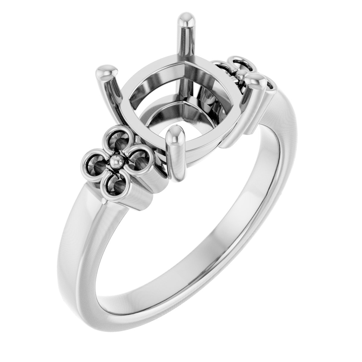 Accented Floral Engagement Ring