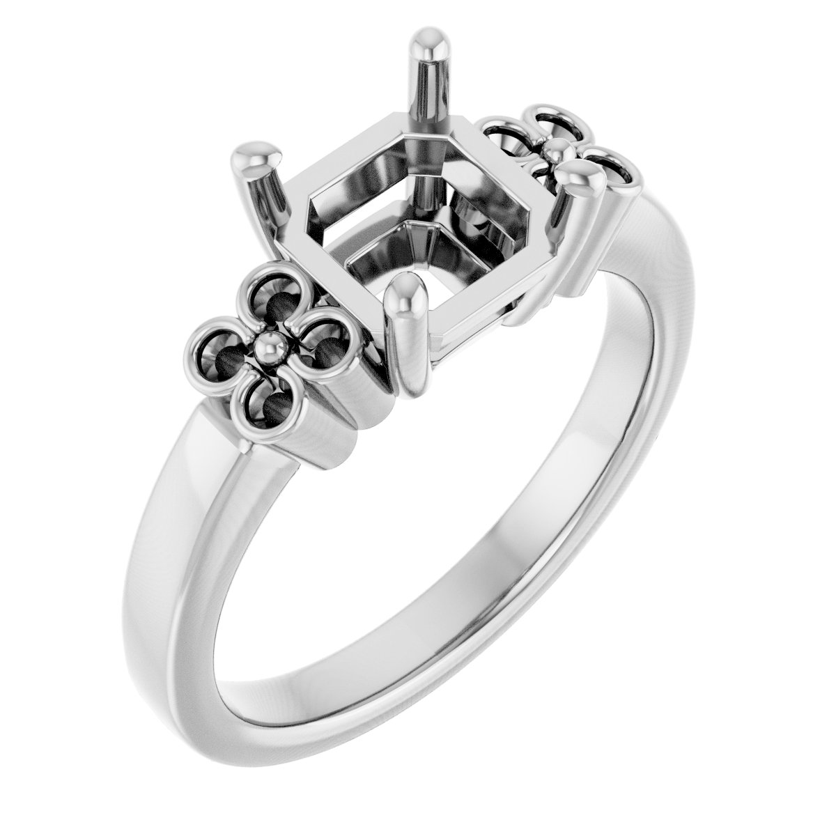 Accented Floral Engagement Ring