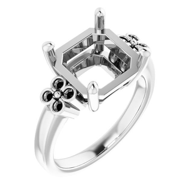 Accented Floral Engagement Ring
