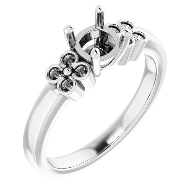 Accented Floral Engagement Ring