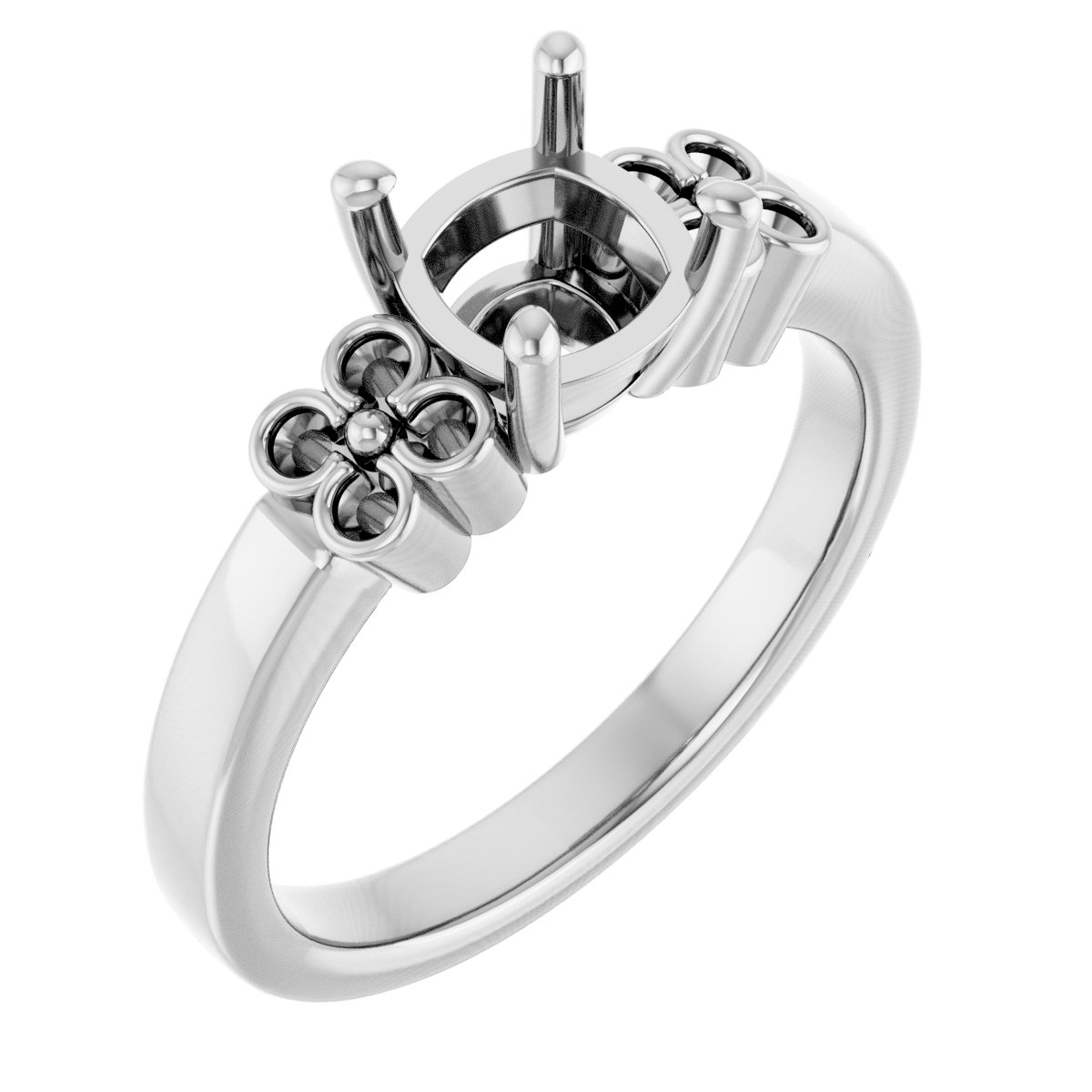Accented Floral Engagement Ring