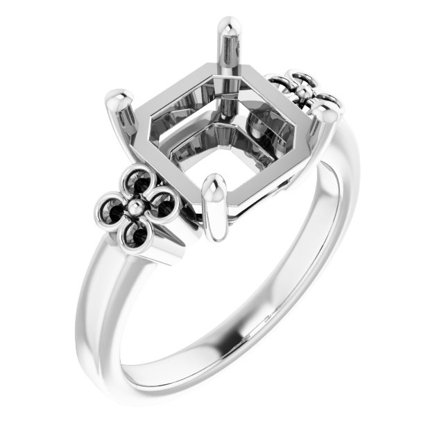 Accented Floral Engagement Ring