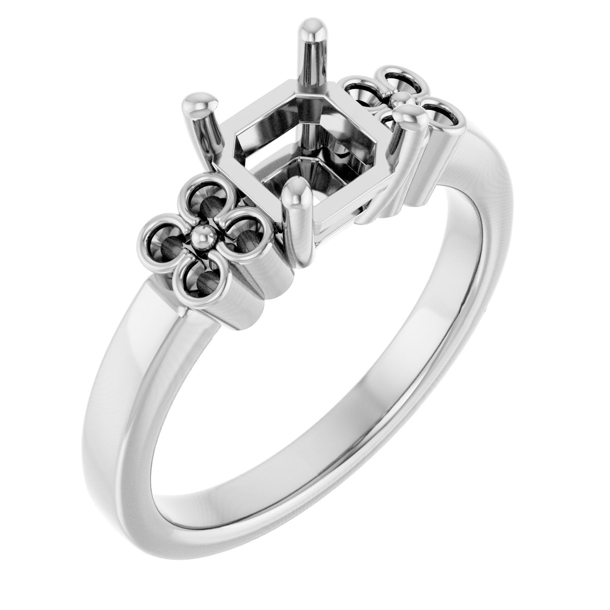 Accented Floral Engagement Ring