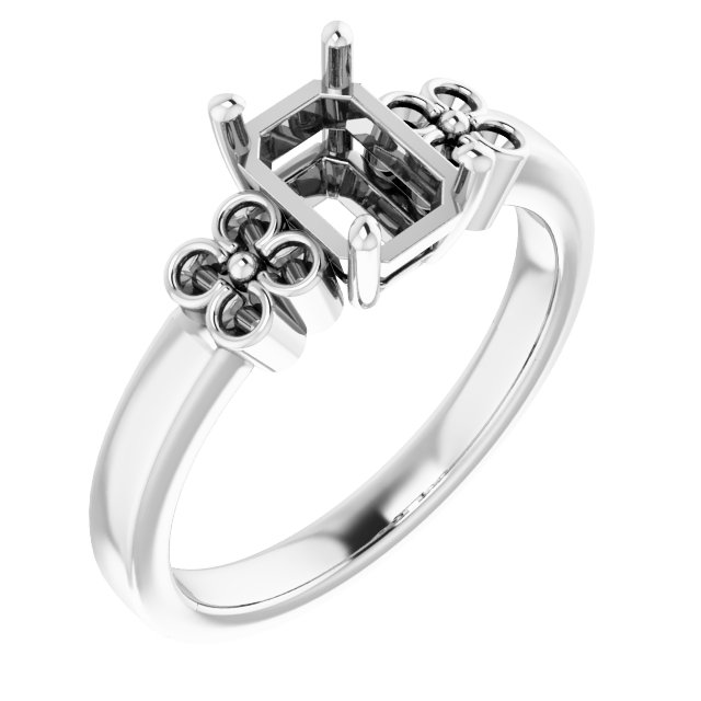 Accented Floral Engagement Ring