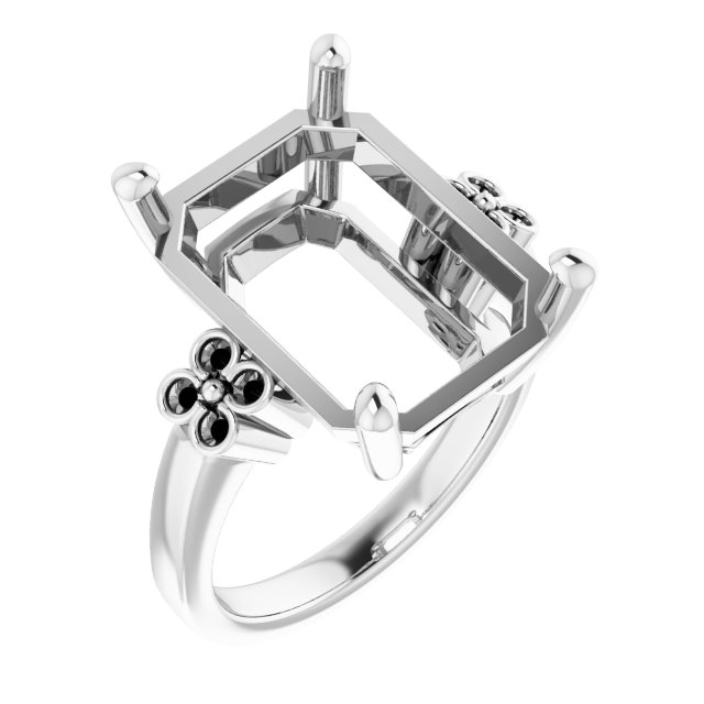 Accented Floral Engagement Ring