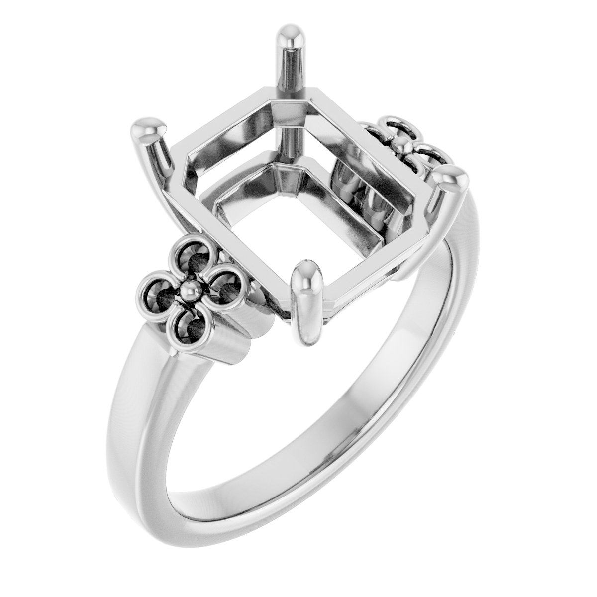 Accented Floral Engagement Ring