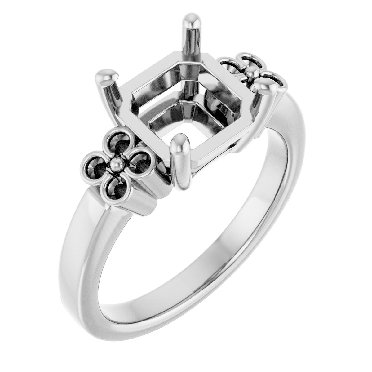 Accented Floral Engagement Ring