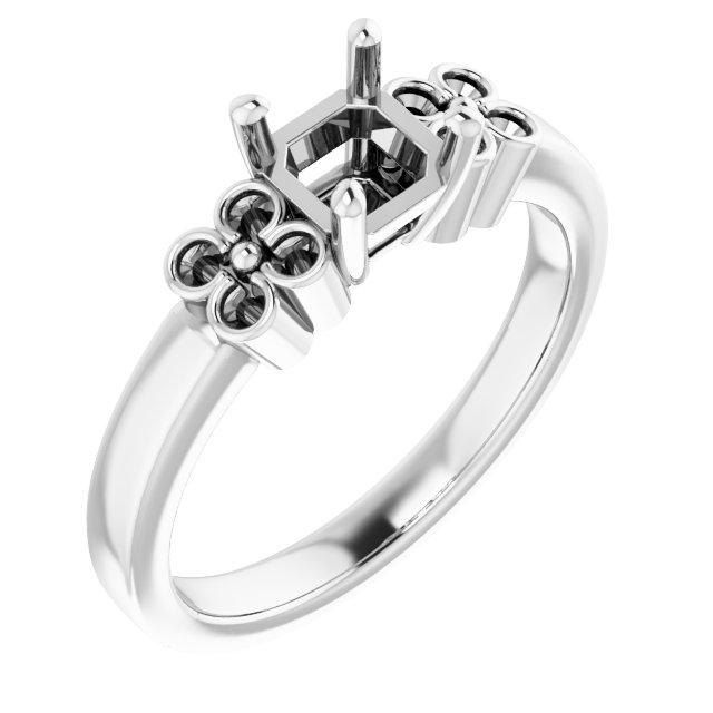 Accented Floral Engagement Ring