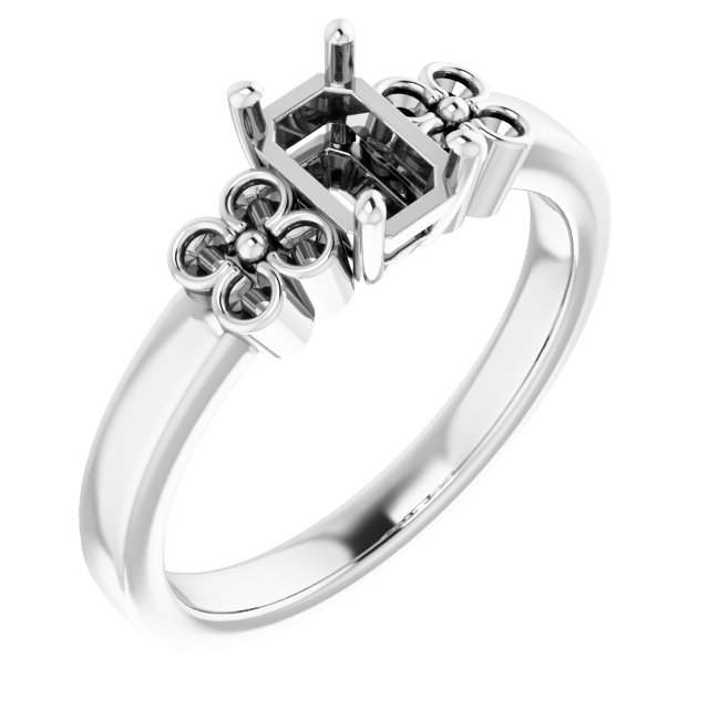 Accented Floral Engagement Ring
