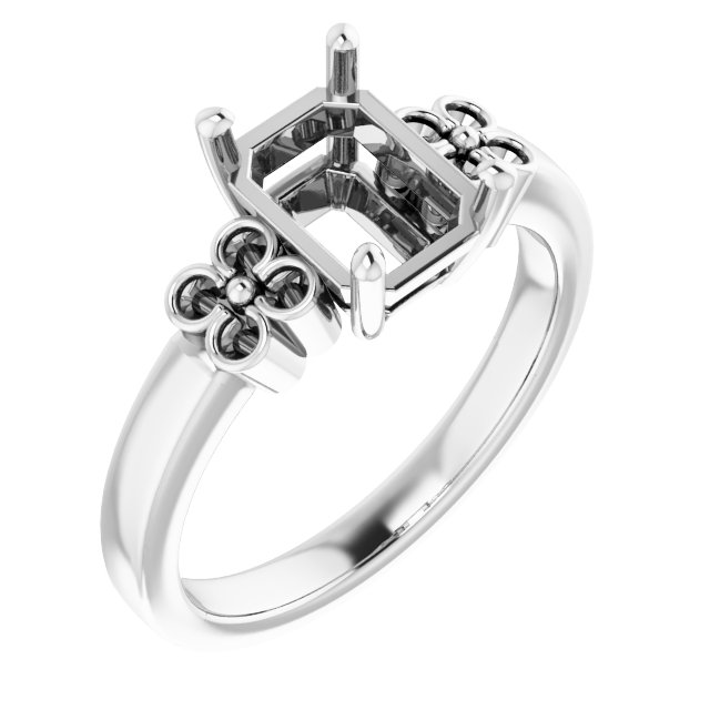 Accented Floral Engagement Ring