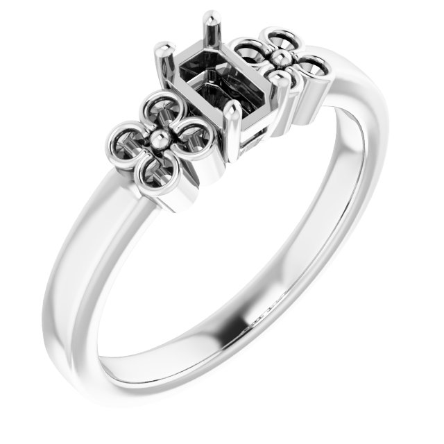 Accented Floral Engagement Ring