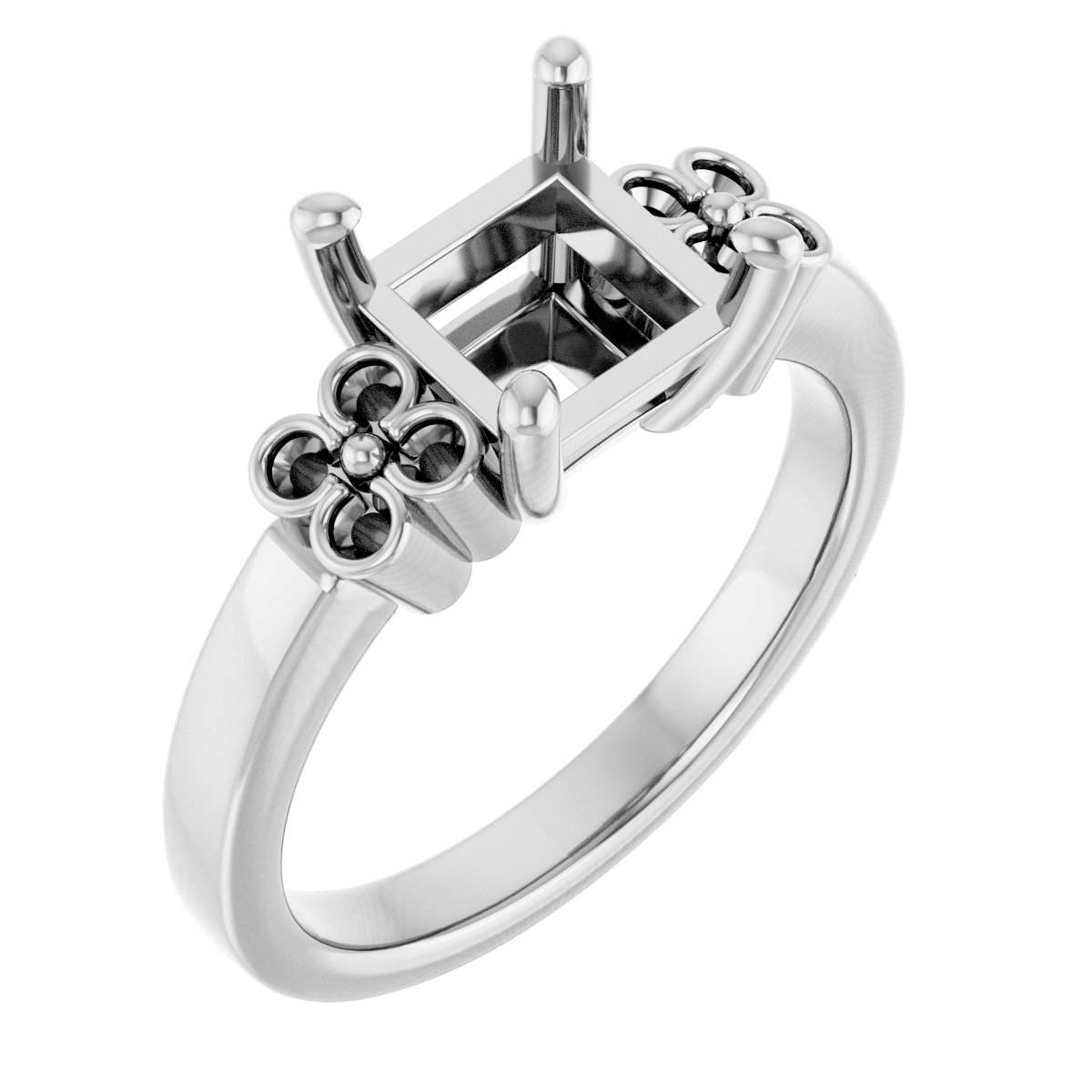 Accented Floral Engagement Ring
