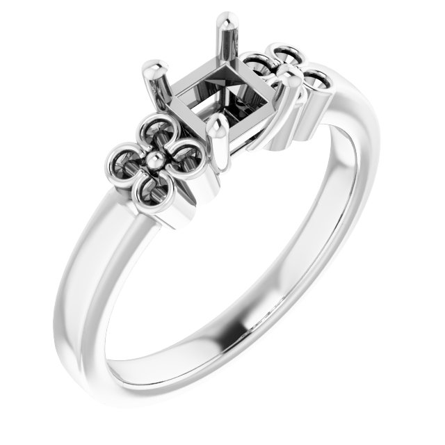 Accented Floral Engagement Ring