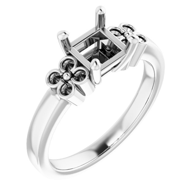 Accented Floral Engagement Ring
