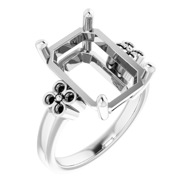 Accented Floral Engagement Ring
