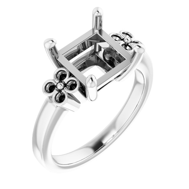 Accented Floral Engagement Ring