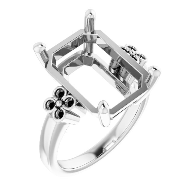 Accented Floral Engagement Ring