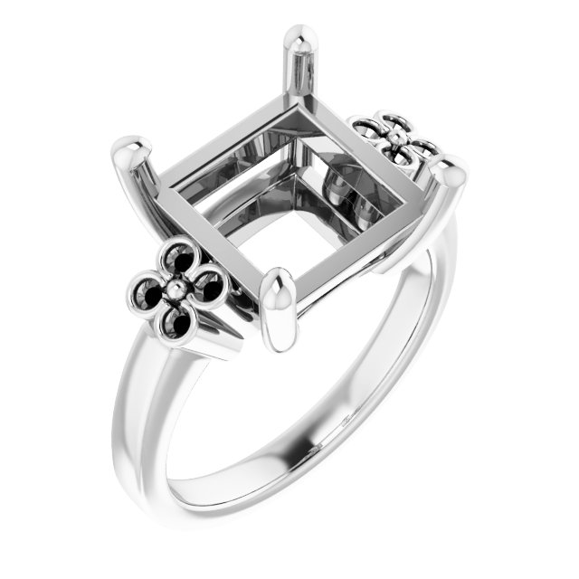 Accented Floral Engagement Ring