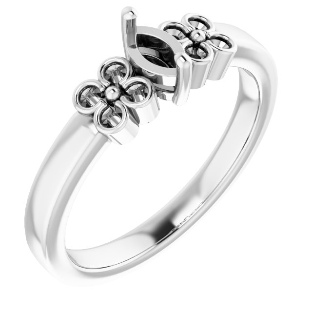 Accented Floral Engagement Ring