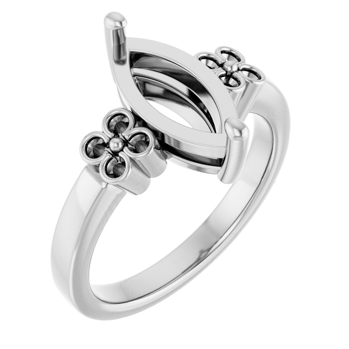 Accented Floral Engagement Ring