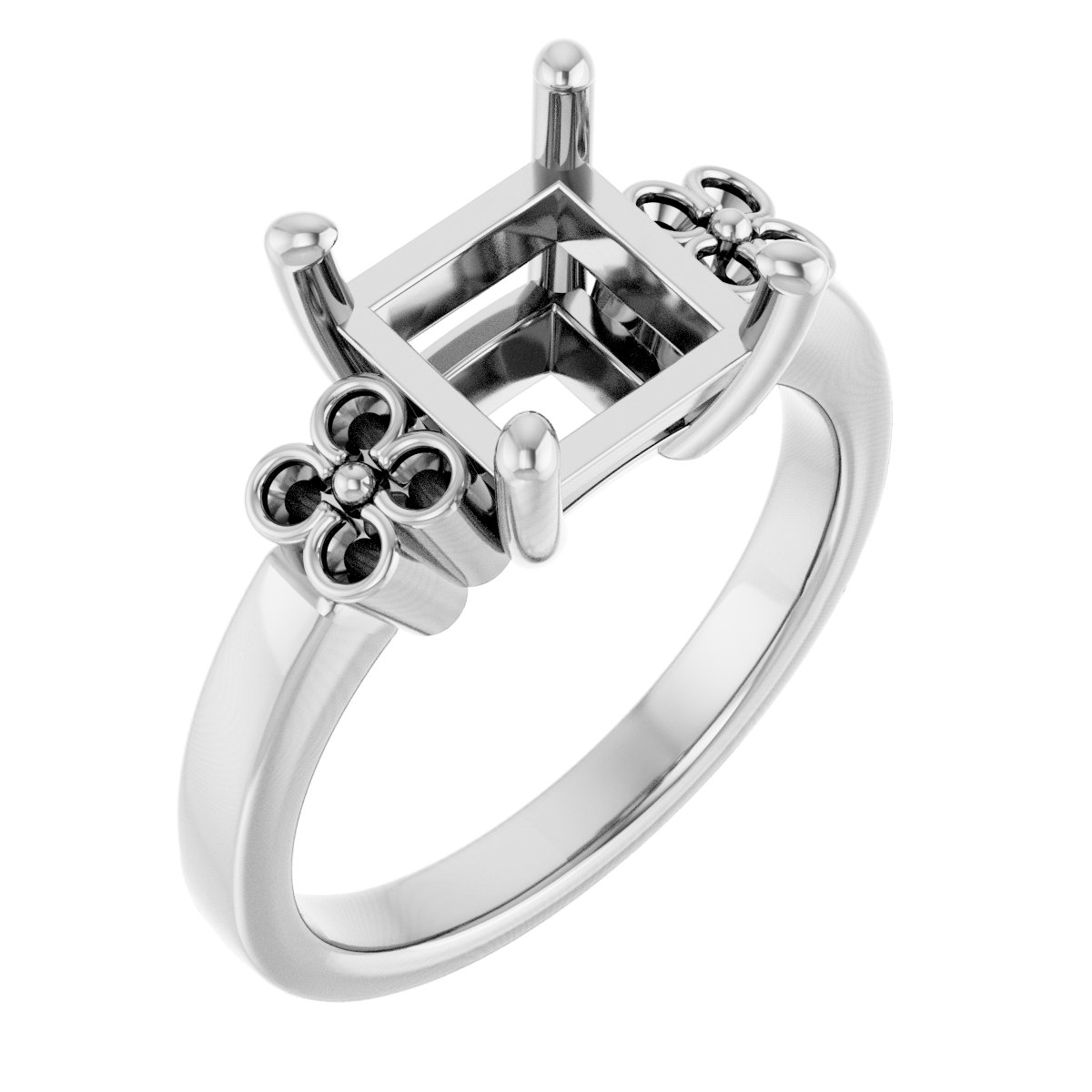 Accented Floral Engagement Ring