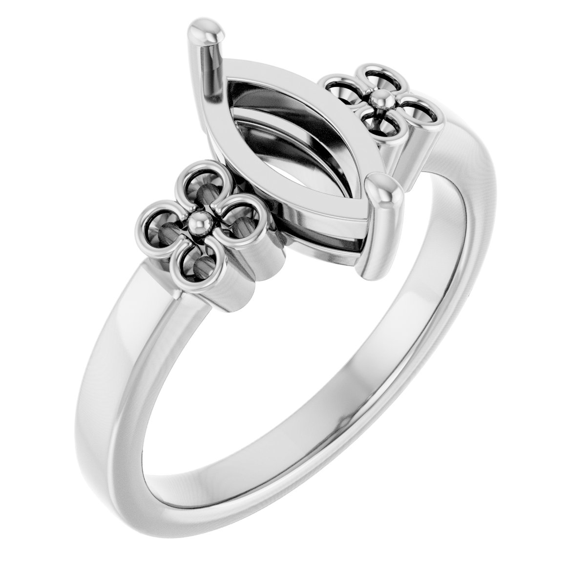 Accented Floral Engagement Ring