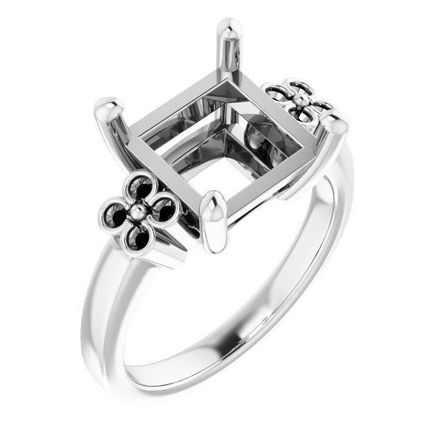 Accented Floral Engagement Ring