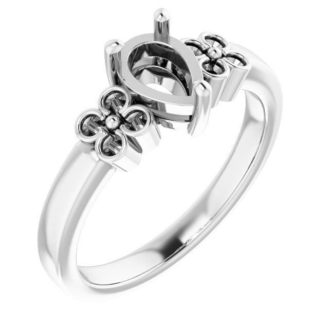 Accented Floral Engagement Ring