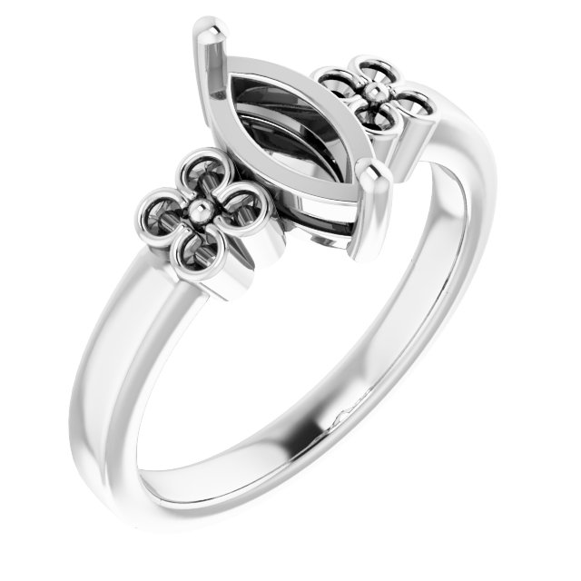 Accented Floral Engagement Ring