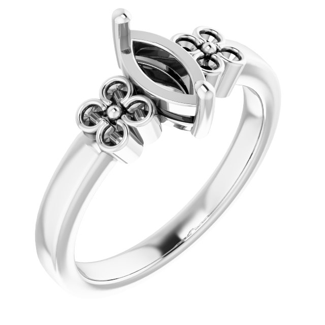 Accented Floral Engagement Ring